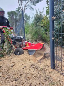 Rognage de souches sur la commune de St Mitre les Remparts