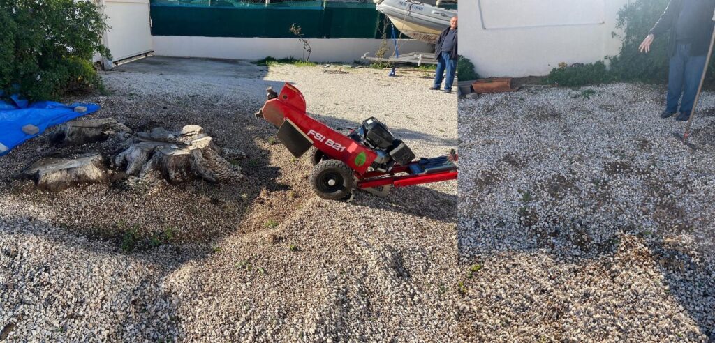Avant et après : chantier de rognage de souche à Sausset-les-Pins